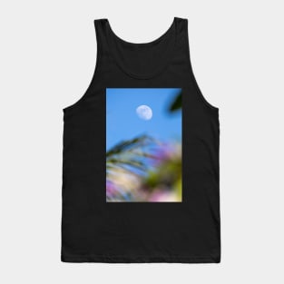 Day Moon with Palm Trees in Foreground Tank Top